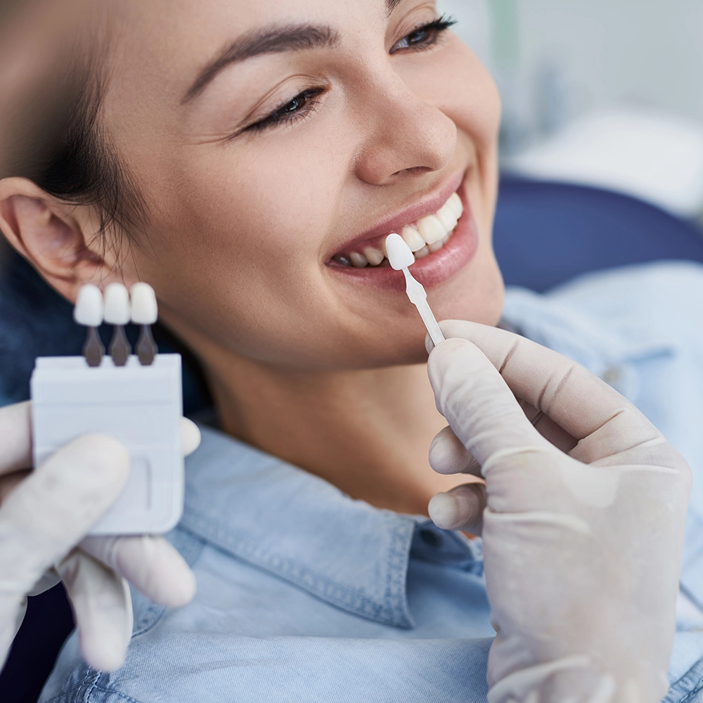 Patient smiling with veneers